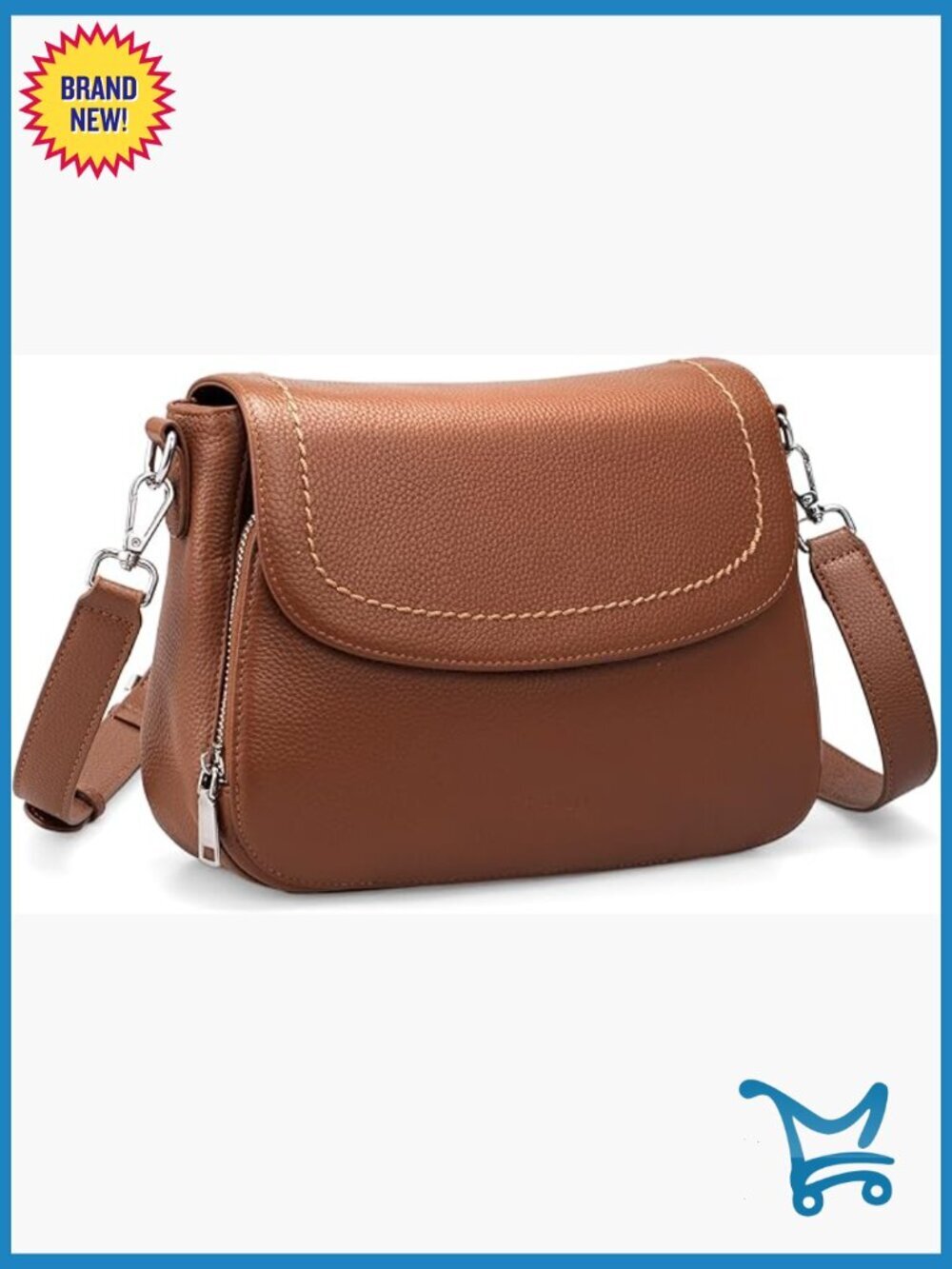 Genuine Leather Crossbody Bag with RFID Wallet Medium Saddle Purse